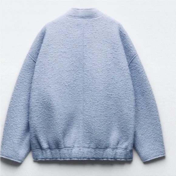 ZARA OVERSIZED BOUCLE BOMBER in size XS-S - Picture 2 of 6